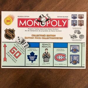 Monopoly,‎ Vintage, 1999, NHL, Collectors Edition, Pewter Tokens, Complete